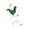 Sunlit Rooster Greeting Card – Green Cockerel Country Art - Image 2