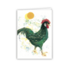 Sunlit Rooster Greeting Card – Green Cockerel Country Art - Image 3