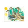 Golden Ducks Greeting Card – Sunlit Waterfowl Illustration - Image 2