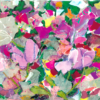 floral collage card, pink blooms, botanical art, abstract flowers, eco greeting, vibrant card, handmade style. Artists on Cards