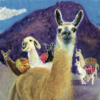 Greeting card featuring an artistic animal illustration titled 'Lama Drama', ideal for animal lovers