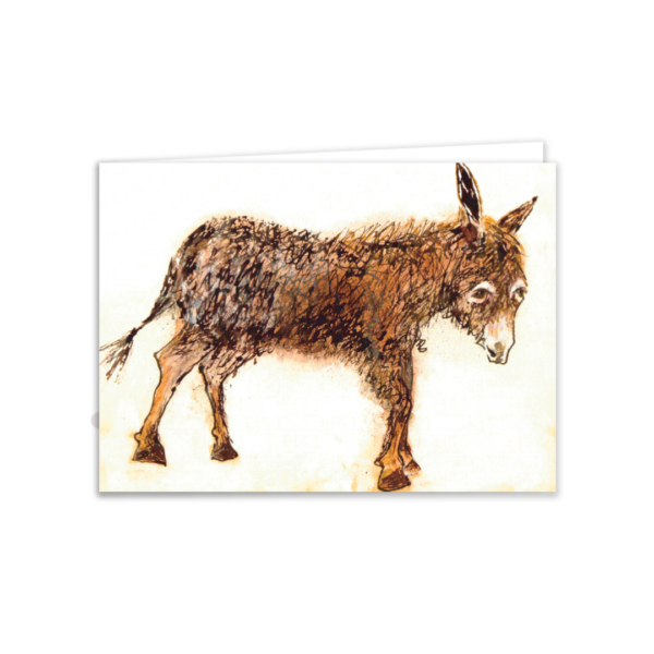 Charming Donkey Greeting Card – Countryside Farm Animal – Rustic Art Card - Image 2