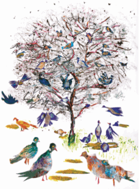 Birds in the Tree of Life greeting card by Susan Horsfield