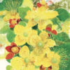 Hand-painted floral greeting card featuring vibrant yellow and red flowers with lush green leaves. Perfect for birthdays, thank you notes, or special occasions.