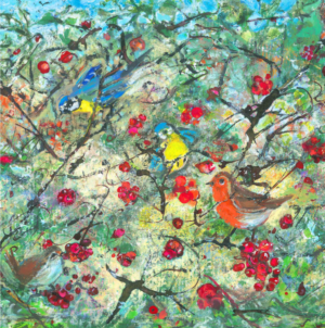 Artists on Cards Ltd SQL090-for-website-300x302 Old man's beard, berries and birds XMAS  