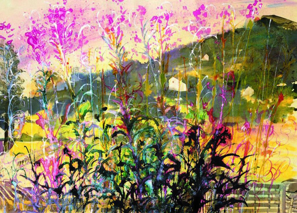 Artists on Cards Ltd burgandyhillsidewithseedingwillowherb3GfZ Burgundy Hillside with Seeding Willow Herb  