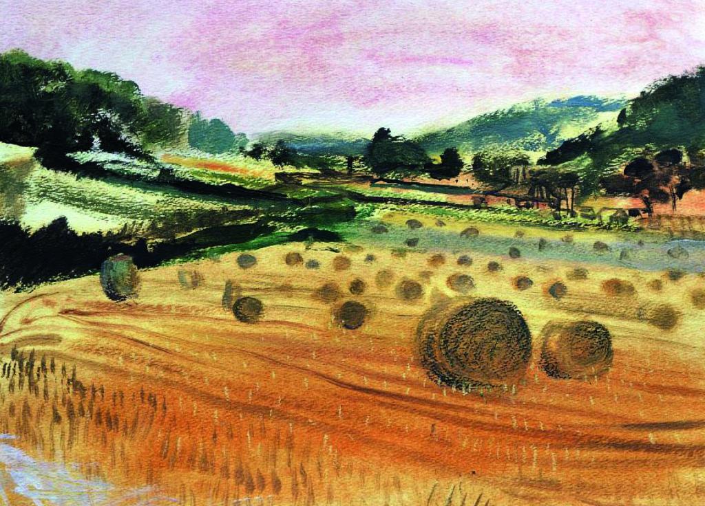 Artists on Cards Ltd harvestedfieldfilstonshorehamkentwtS Harvested Field, Filston, Shoreham Kent  