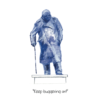 Illustrated greeting card of Churchill statue with the quote "Keep buggering on!" beneath.