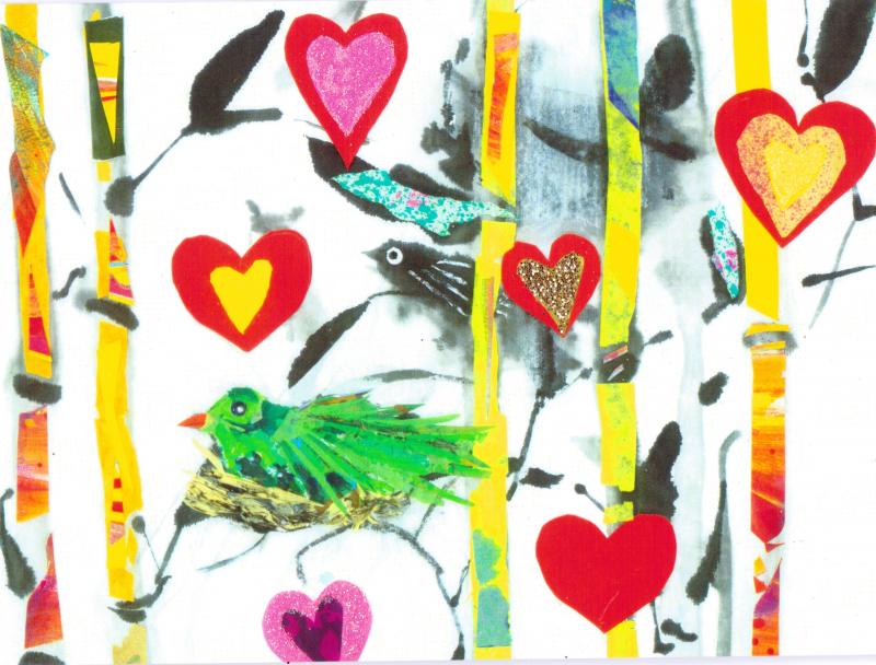 Artists on Cards Ltd loveheartsandbirds304 Love Hearts and Birds  