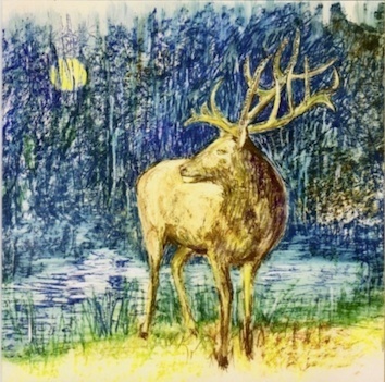 Artists on Cards Ltd staginchristmasmoonlight785 Stag in Christmas Moonlight  