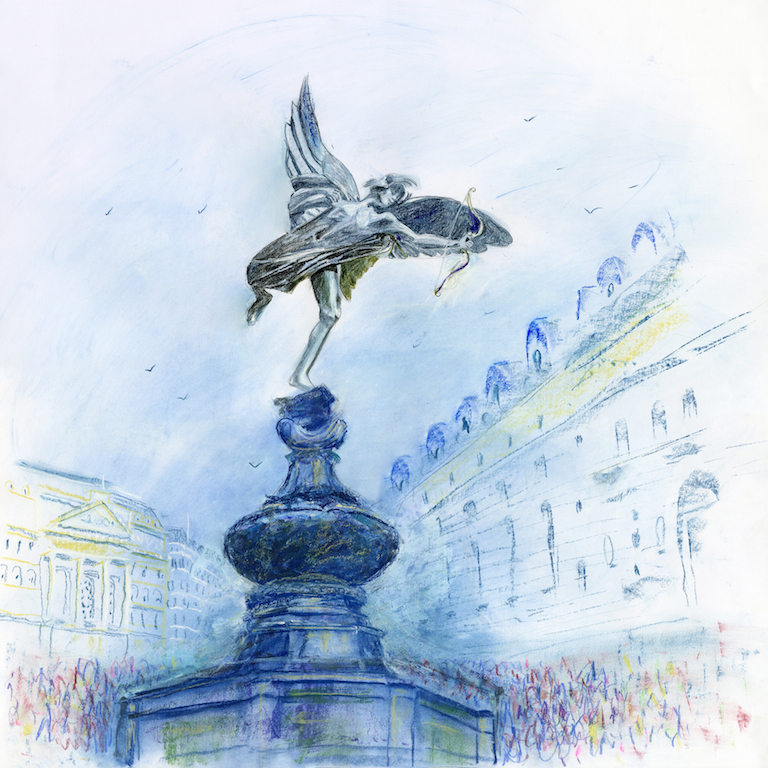 Artists on Cards Ltd statueoferospiccadillyCSf2 Statue of Eros, Piccadilly  