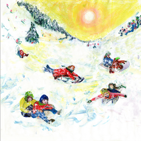 Artists on Cards Ltd tobogganrunchristmas4qBO Toboggan Run, Christmas.  