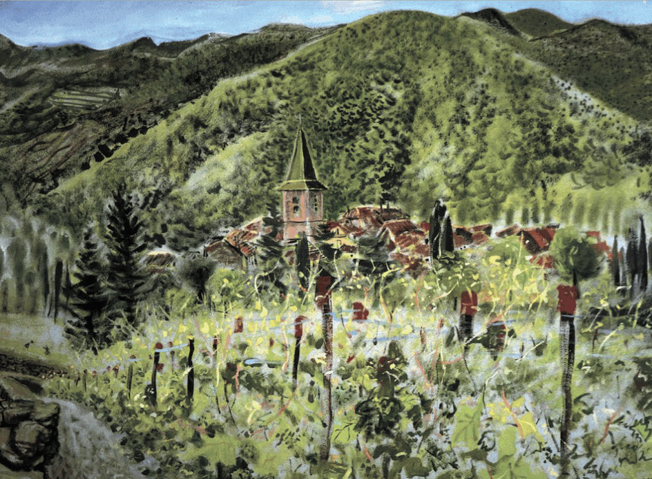 Artists on Cards Ltd Pujol-Vineyards-Languedoc-for-website-e1757572205704 Pujol Vineyards Greeting Card – Languedoc French Countryside Landscape  