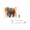 Elephant Greeting Card – African Wildlife Art with Sunset Pattern - Image 3