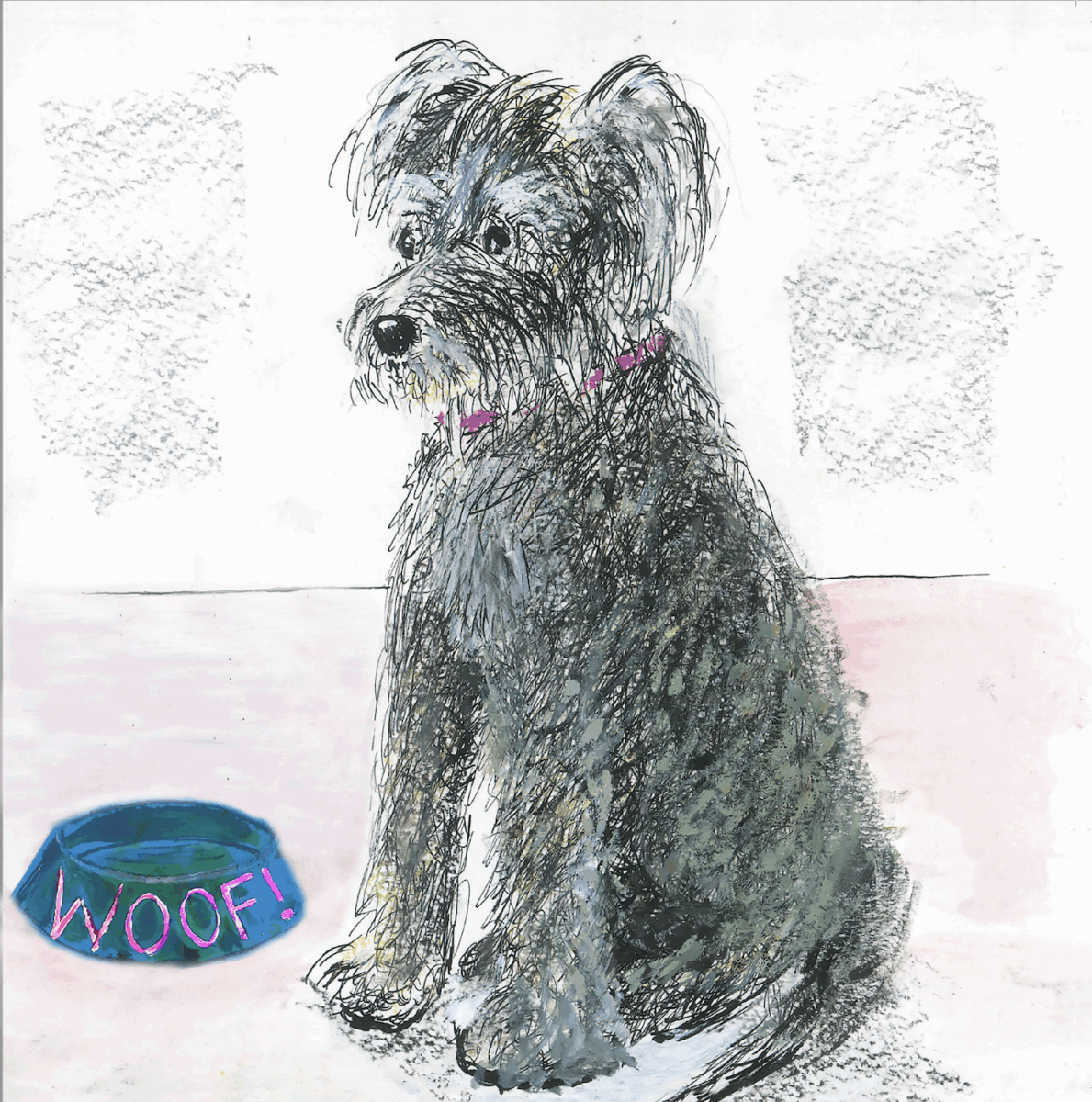 Artists on Cards Ltd SQL017 Woof! Schnauzer Dog Greeting Card – Playful and Fun Pet-Themed Design  