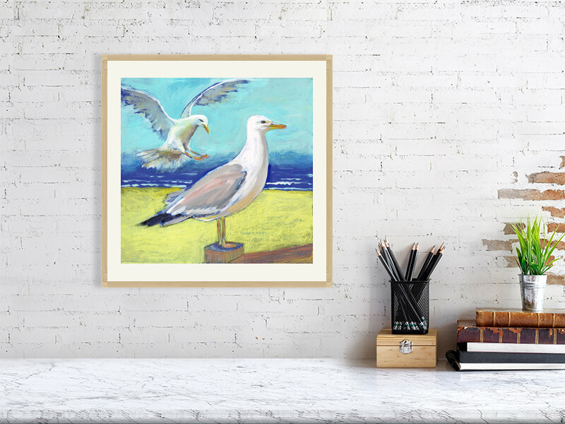 Artists on Cards Ltd 0e1dccdbf0884b629ad7fa1872d021a5 Coastal Gulls – “Time and Tide” | Coastal Bird Wall Art Print  