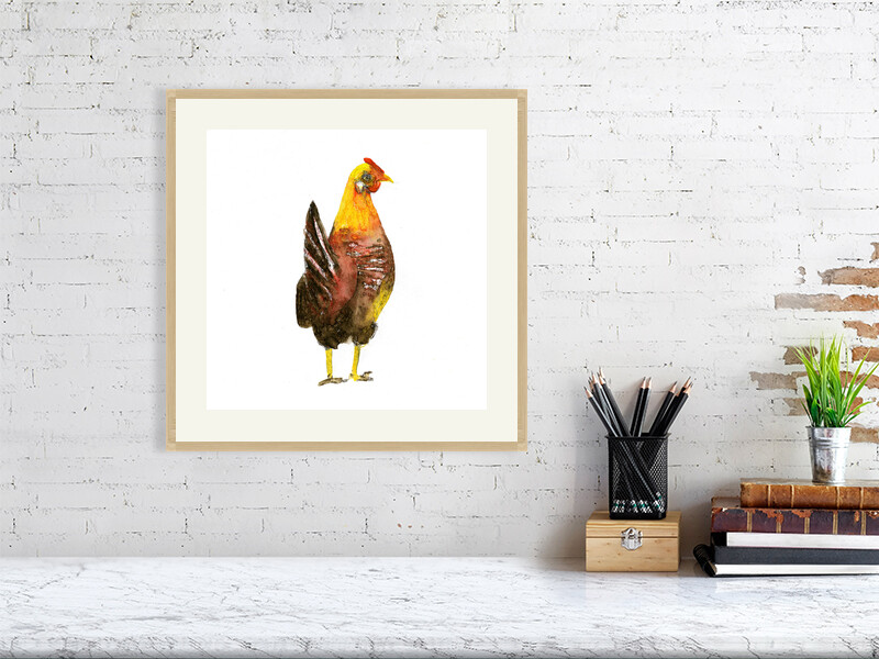 Artists on Cards Ltd 4a391350a5434990ad5a0fb9a376b517 Golden Hen - Kitchen Wall Art Print  