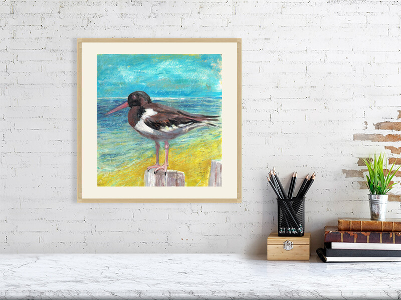 Artists on Cards Ltd 6c505976b7c24ea6897f0c0d1f5f25b5 Coastal Oystercatcher – Coastal Bird Wall Art Print  