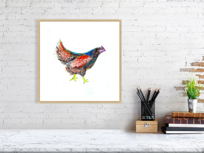 Artists on Cards Ltd 8141f69184e44b94b052c17875b3f8bc Painterly Hen – Kitchen Wall Art Print  