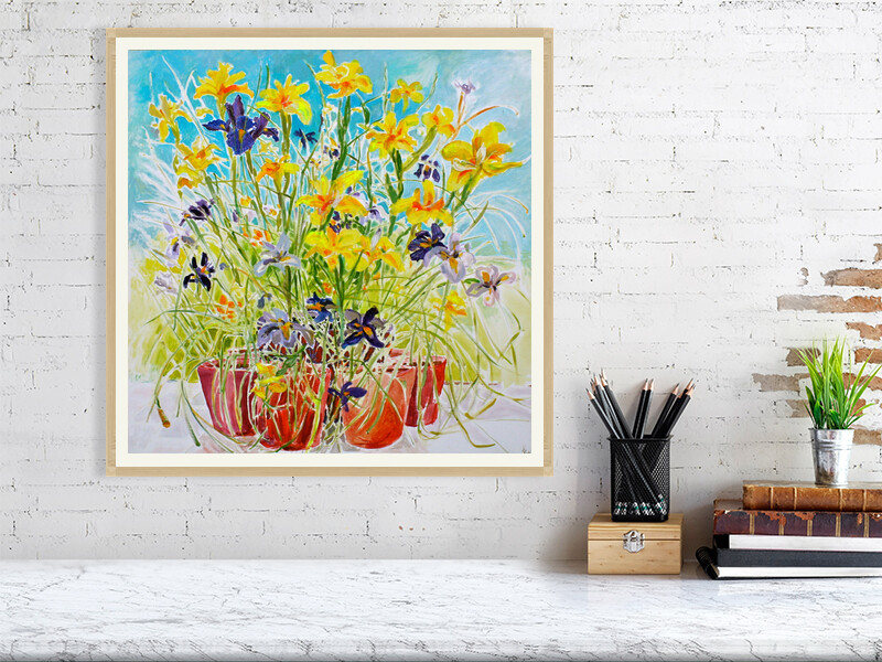Artists on Cards Ltd c69c8994c4f640709fc0fdd01511268f Flag Irises – Susan Horsfield Fine Art Print  