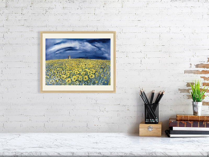 Artists on Cards Ltd d15c0f6d01fd41868bbf29cae6787c39 Sunflower Field, Provence – Landscape Wall Art Print  