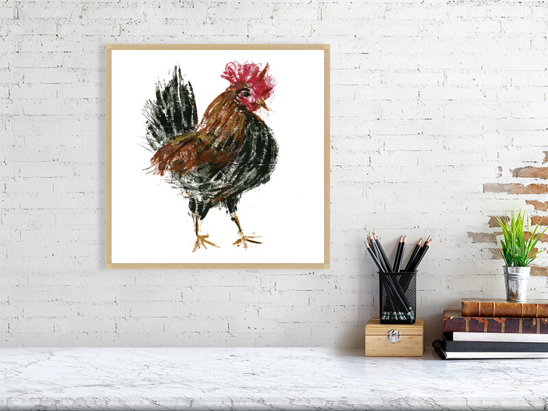 Artists on Cards Ltd d34e23b1d1924263b2b1aa1f10b9bde4 Chestnut Cockerel - Kitchen Wall Art Print  
