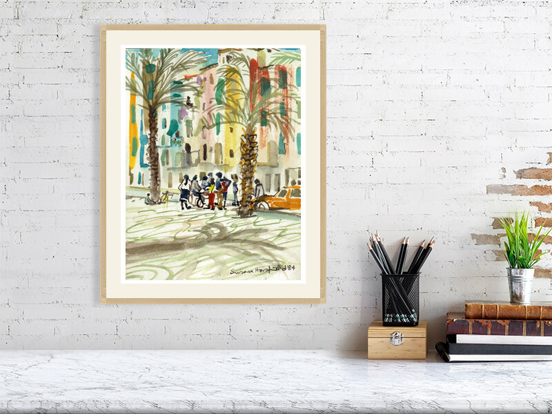 Artists on Cards Ltd d3769dbaa38b4379b33bb27d6e14fb30 Tavira Side Street, Portugal – Landscape & Place Wall Art Print  