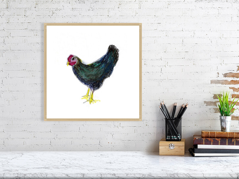 Artists on Cards Ltd eff345b28b3f4cf7a8f03727cca6bb94 Midnight Hen – Kitchen Wall Art Print  