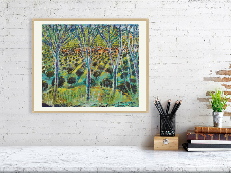 Artists on Cards Ltd 21728852032c44238c5f0ffcb2e8acf0 Santa Reparata Corsican Orchard – Landscape Wall Art Print  