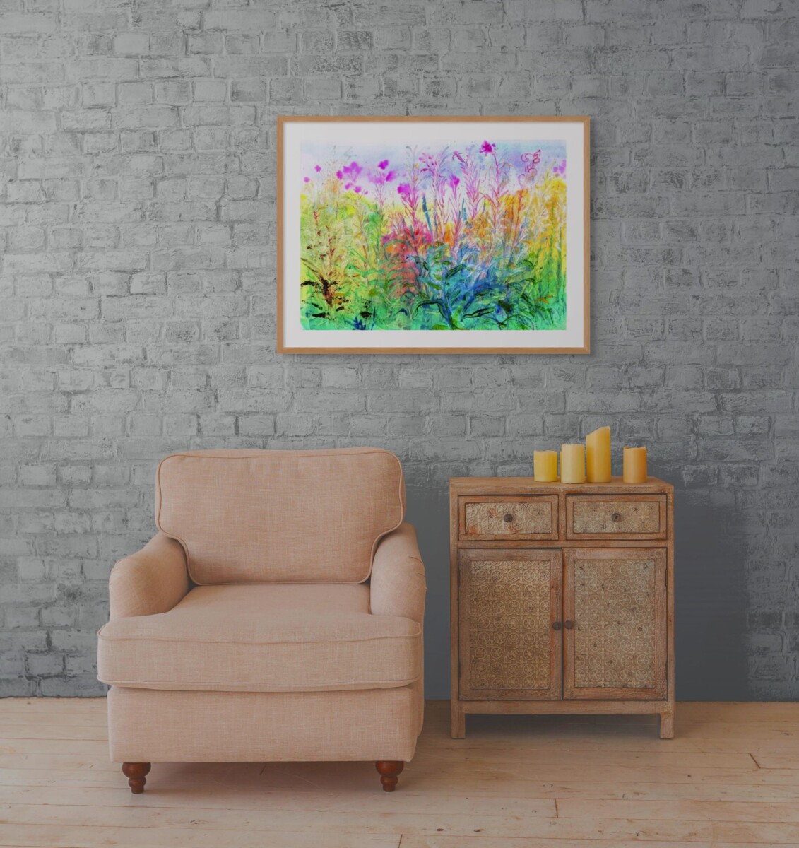 Artists on Cards Ltd SH-seeding-willow-herb-custom Seeding Willow Herb Framed Print – Expressive Botanical Watercolour by Susan Horsfield  
