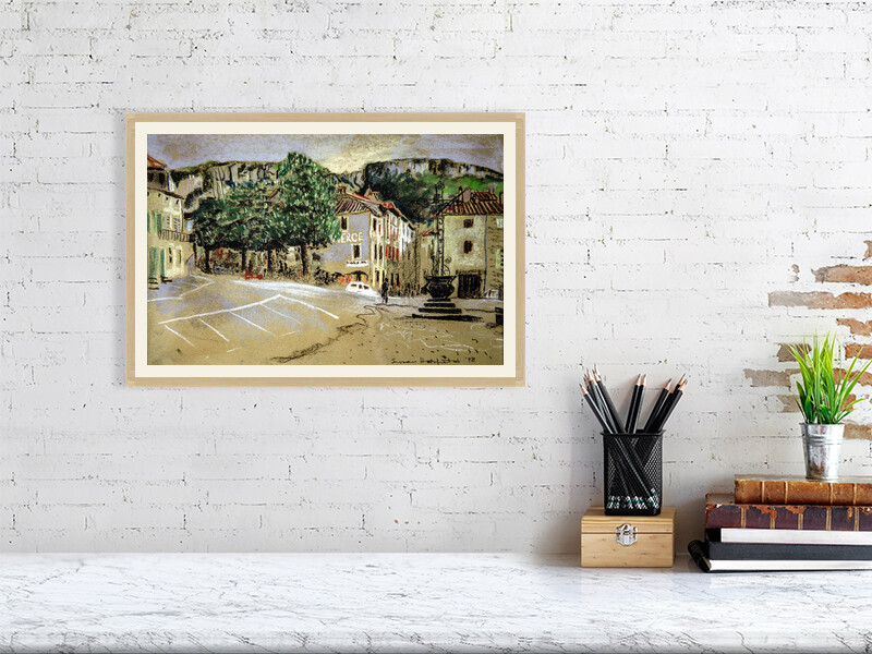 Artists on Cards Ltd bfacafd99e334551895a59792c3636eb St Antonin Noble-Val Wall Art – French Village Square – Framed Giclée Print  