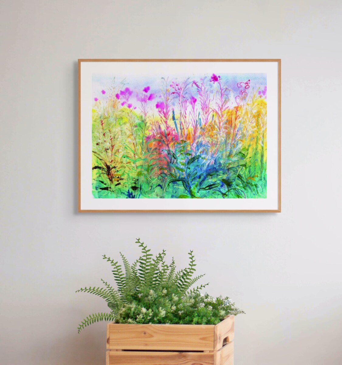 Artists on Cards Ltd seeding-willow-herb-full Seeding Willow Herb Framed Print – Expressive Botanical Watercolour by Susan Horsfield  