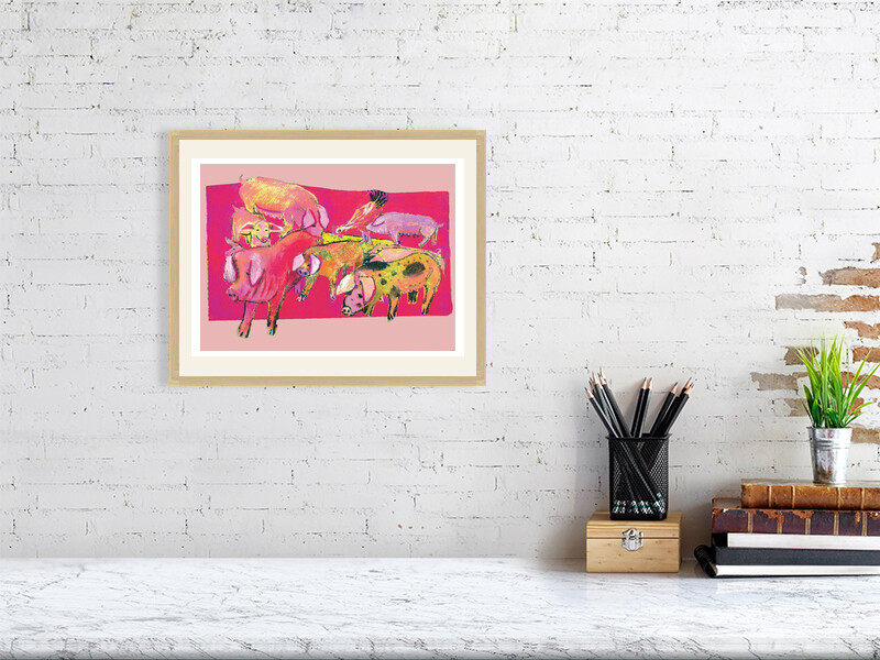 Artists on Cards Ltd b11dd8c41e964f6b8dcc71865967210e Farmyard Pig Collage Framed Print  