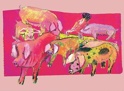 Artists on Cards Ltd 3c251711-e590-4fbb-bdde-e8b5aaafa96a Farmyard Piggy Collage  