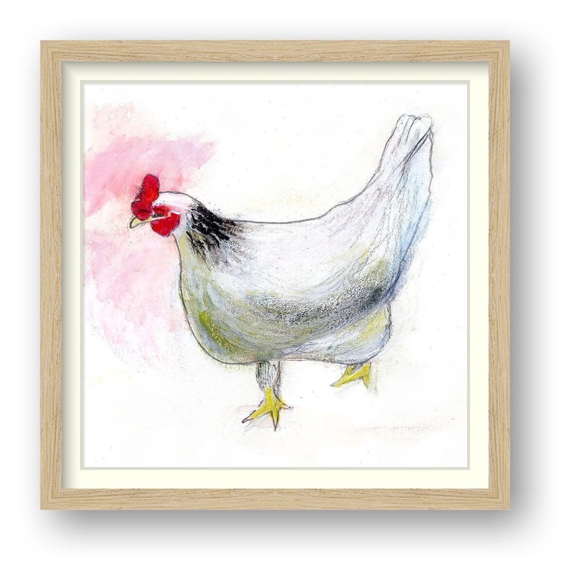 Artists on Cards Ltd 2dea652c-fada-4b5e-8ed5-28be0e906de7 The White Hen – Framed Giclée Farmyard Art Print