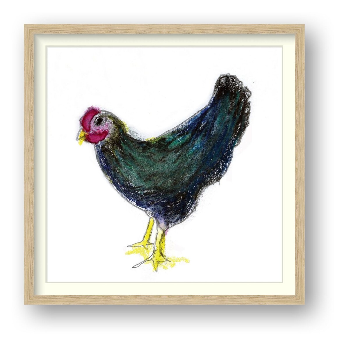 Artists on Cards Ltd 311f48f4-a2da-4801-ba0b-6d6a13e4f7c5 Hen Framed Giclée Print – Colourful Kitchen Wall Art  