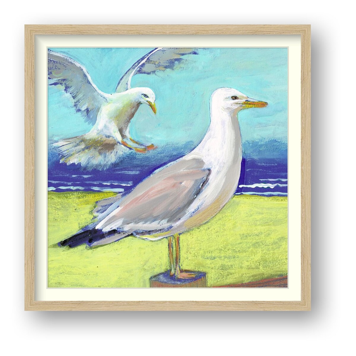 Artists on Cards Ltd 61700987-8ac3-416b-bc6d-2f4c0e1b5761 Time and Tide – Seagulls Coastal Framed Giclée Print – Susan Horsfield  