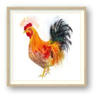 Golden Cockerel mixed media gi clee print, framed and moutned