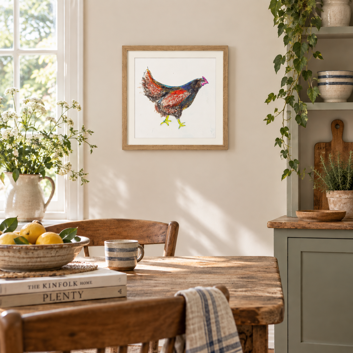 Painterly Hen Framed Giclée Print – Susan Horsfield - Image 3