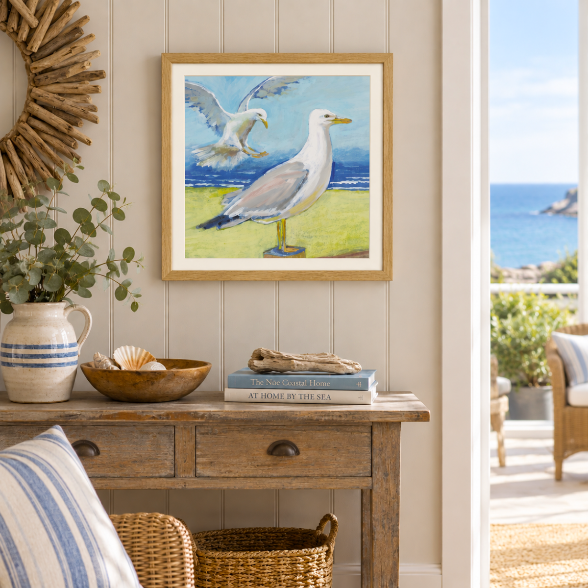 Time and Tide – Seagulls Coastal Framed Giclée Print – Susan Horsfield - Image 3