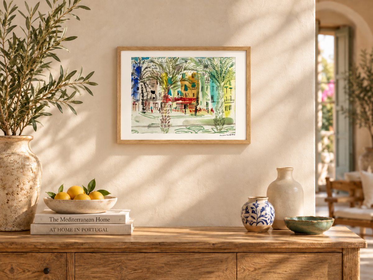 Tavira Street Scene – Fine Art Giclée Watercolour Print - Image 3