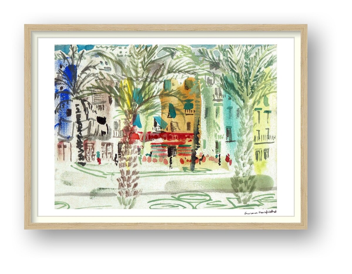 Artists on Cards Ltd a0278092-2fce-45b2-a070-5d83ab01e6f1-1 Tavira Street Scene – Fine Art Giclée Watercolour Print  