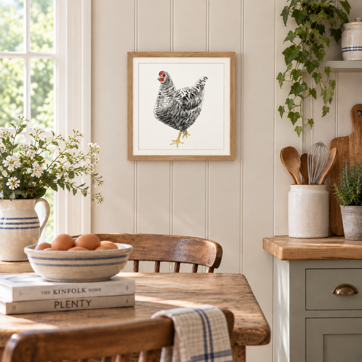 framed-and-mounted-print-of-speckled-hen-by-susan-horsfield