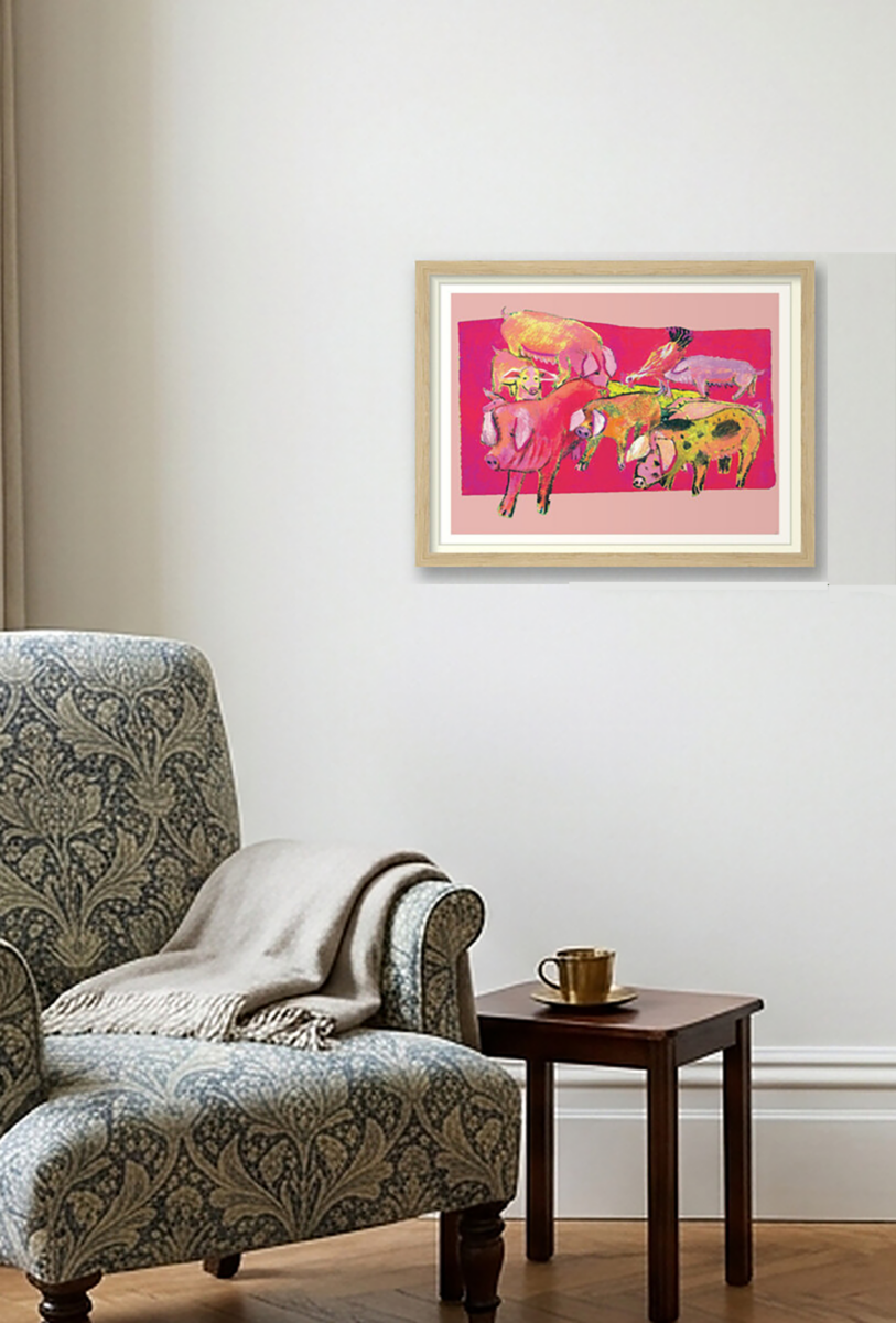 The Pig Parade – Colourful Framed Pig Art Print - Image 2