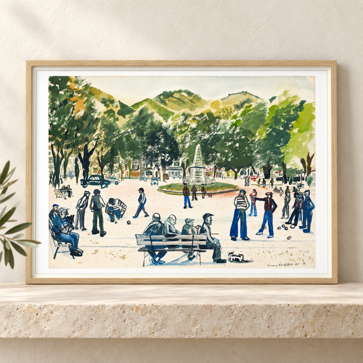 Pétanque, Ardèche, France – Framed Giclée Print - Image 3