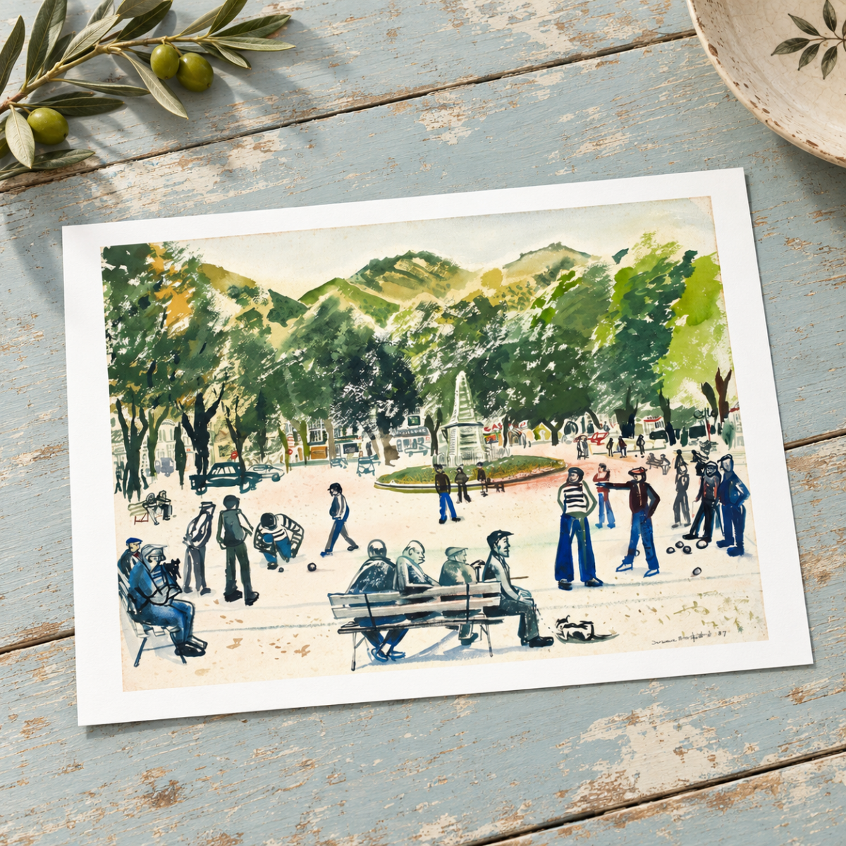 Pétanque, Ardèche, France – Framed Giclée Print - Image 10